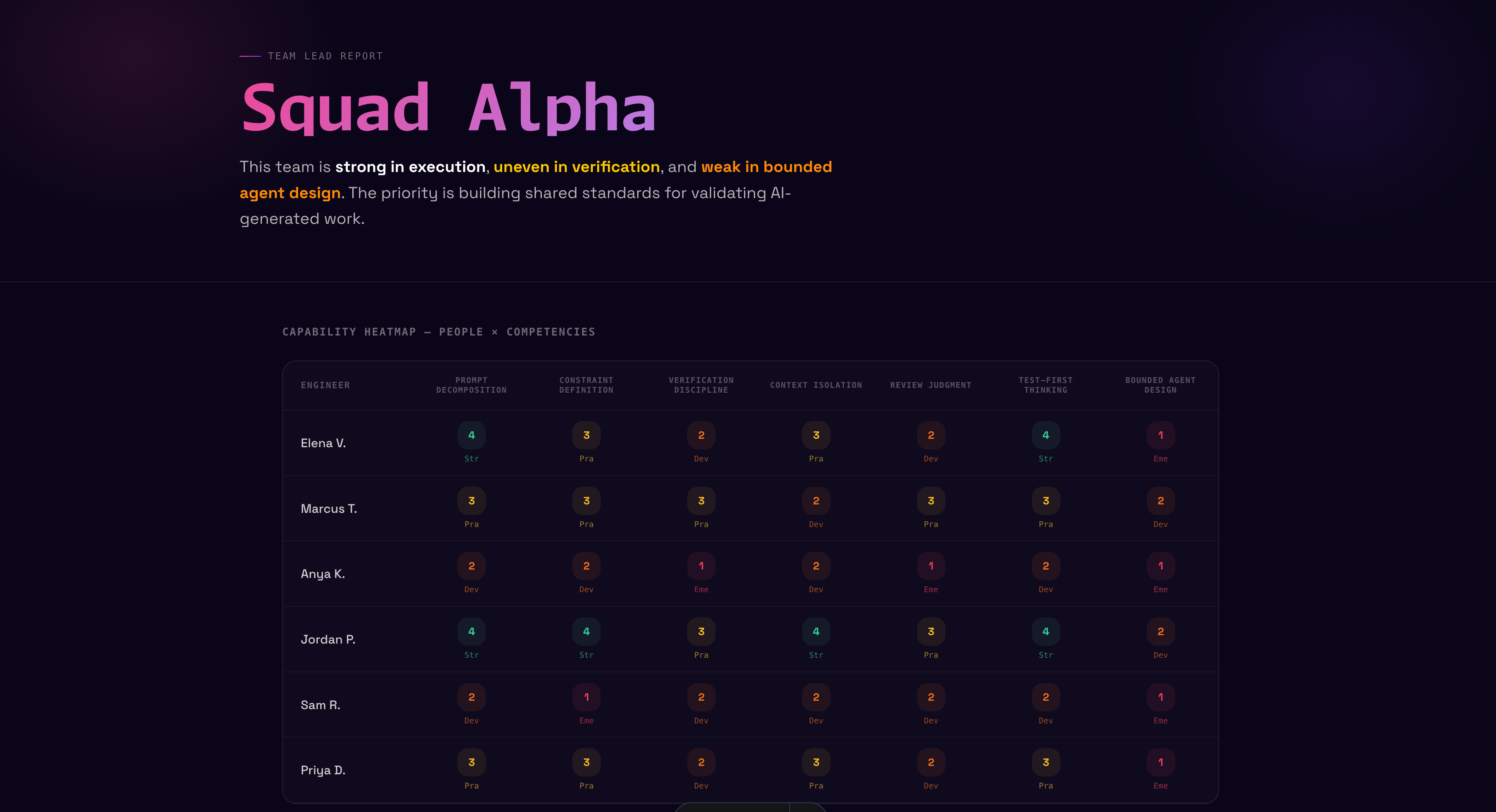 Team Lead report screenshot